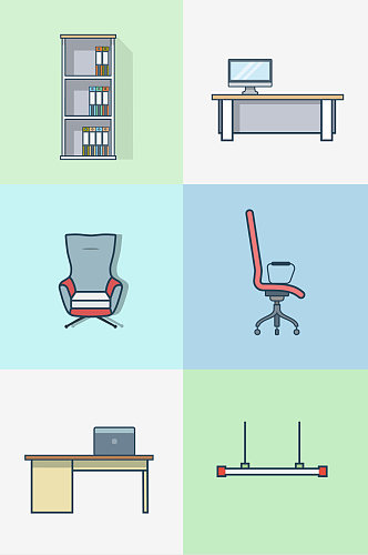 创意矢量质感椅子桌子柜子设计元素