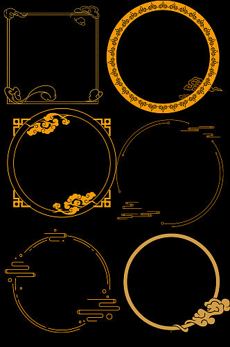 创意质感金色国风边框素材