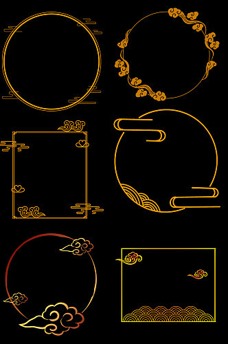 创意质感金色中国风大气边框