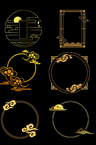 中国风金色质感边框元素设计