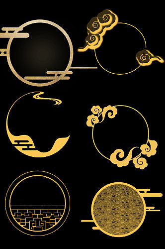 金色质感中国风边框元素设计