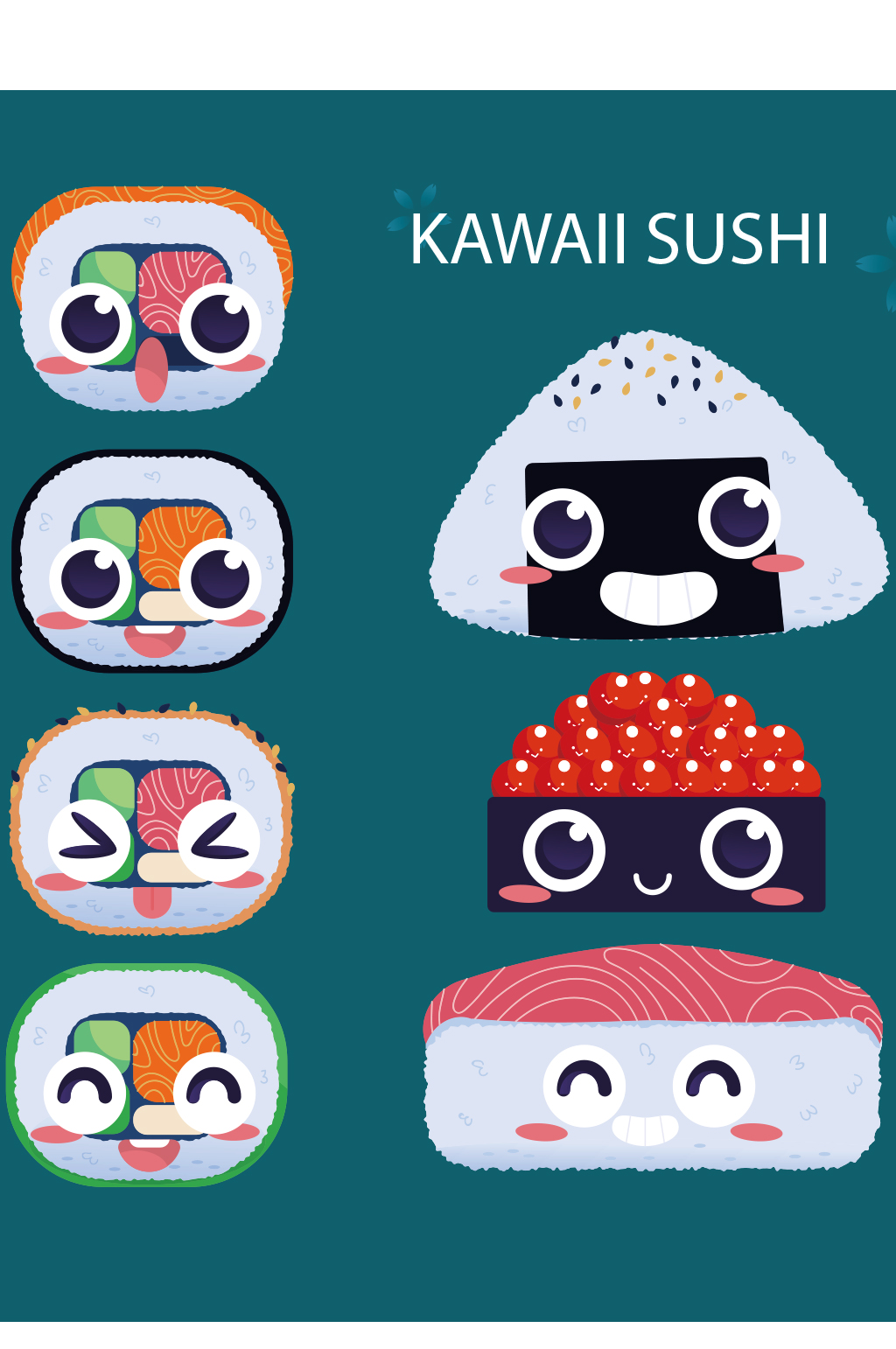 创意矢量寿司饭团质感元素设计