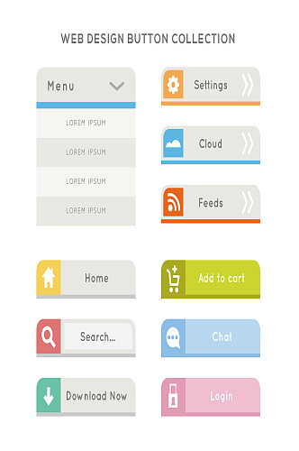 创意矢量网页按钮所有框元素设计