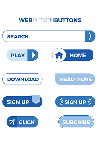 创意矢量蓝色按钮元素设计