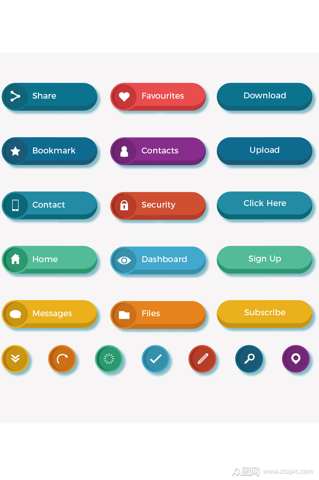 创意矢量彩色渐变质感按钮