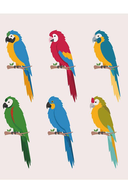 创意矢量彩色质感鹦鹉元素设计立即下载创意矢量质感彩色小鸟鹦鹉海报