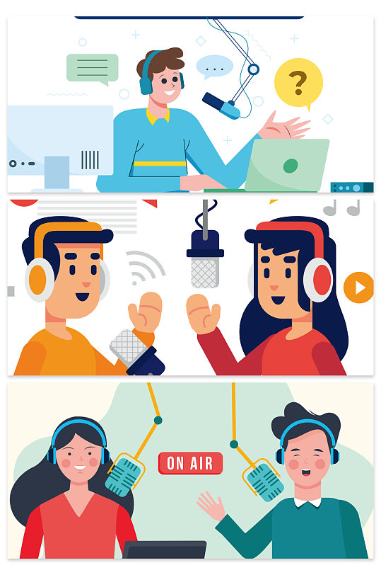 创意矢量话筒播音员设计