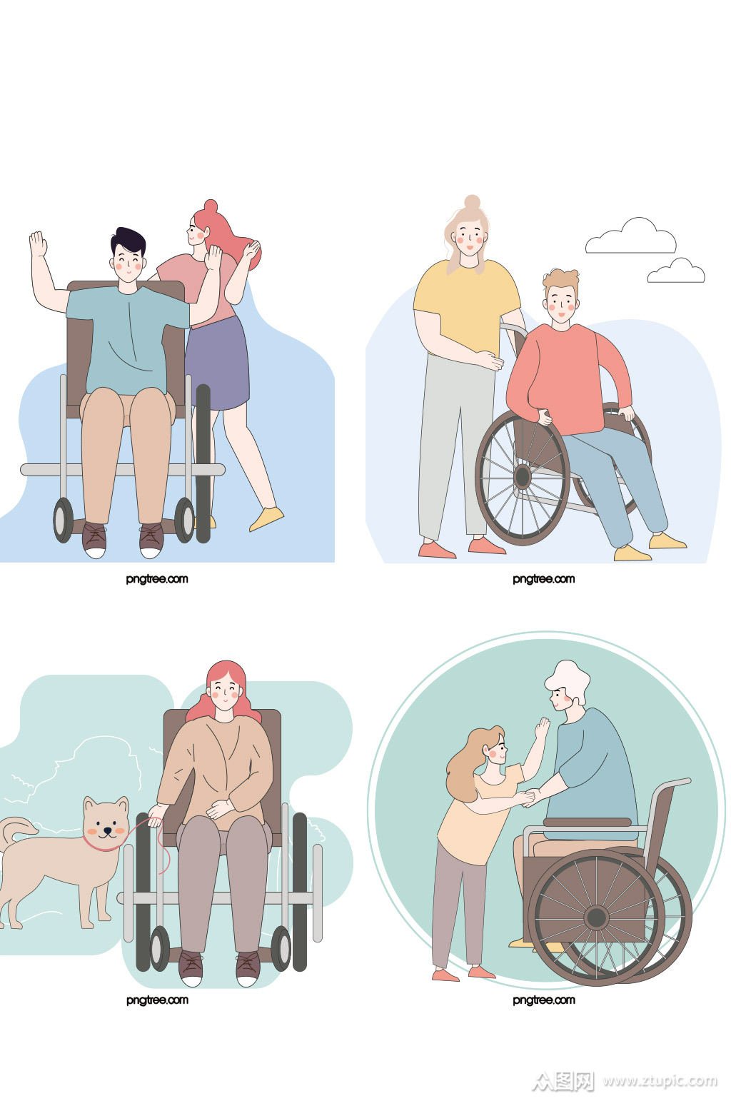 创意扁平化老人生病元素设计