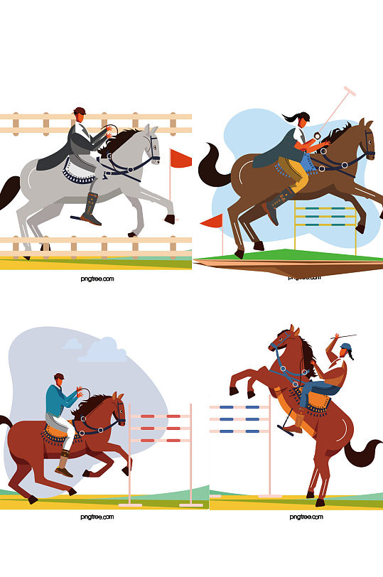 创意扁平化赛马比赛马元素