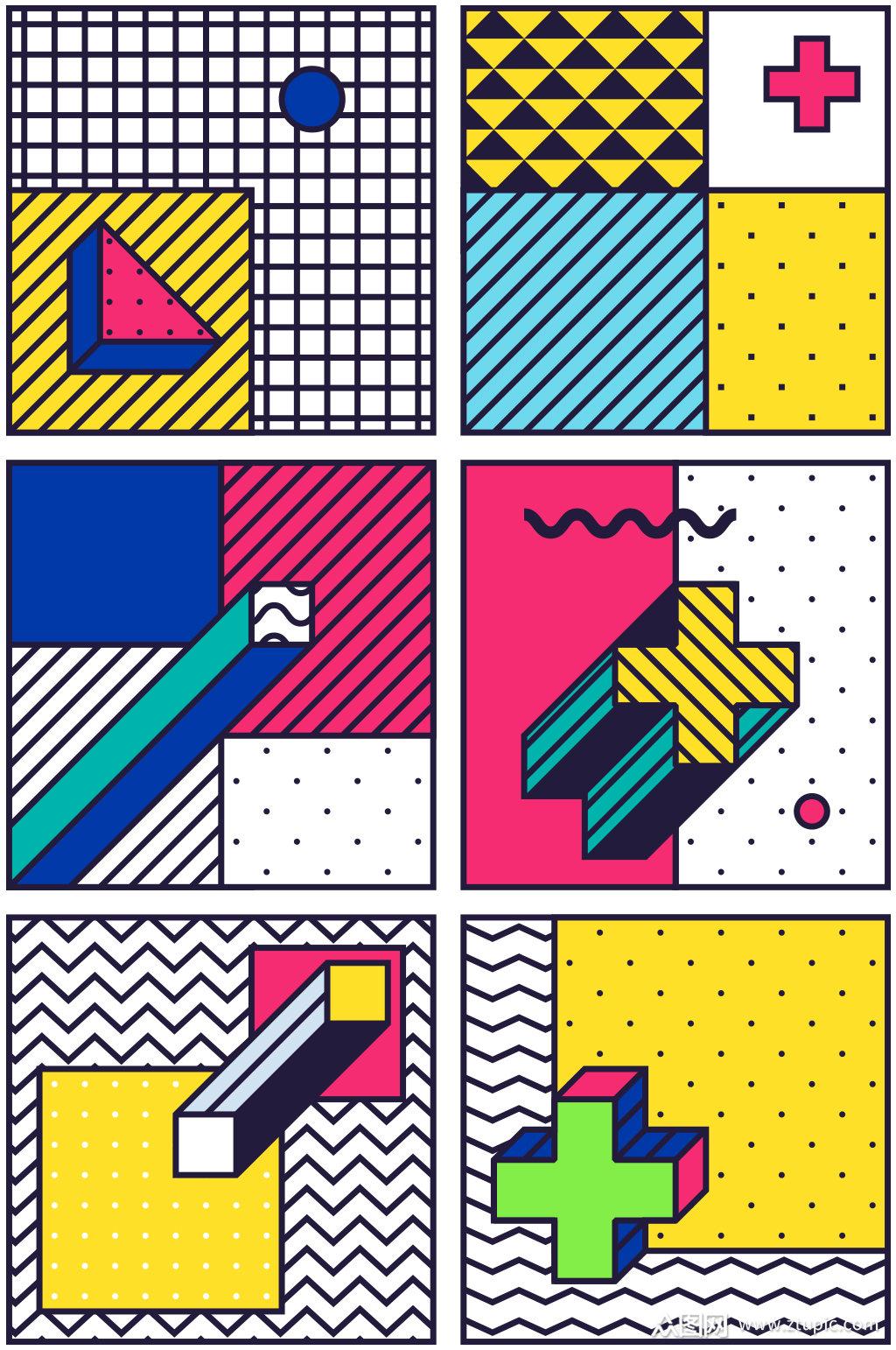 创意质感孟菲斯线条背景模板下载-编号1887687-众图网