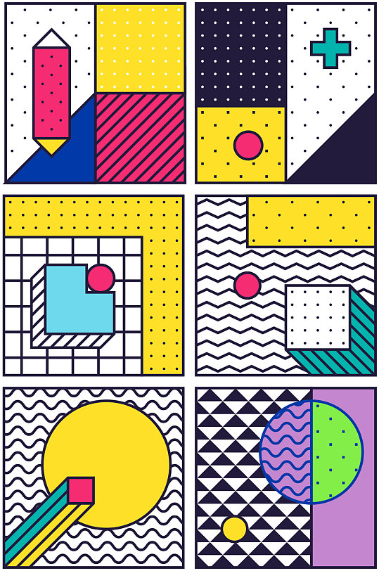 创意质感彩色色块线条孟菲斯背景