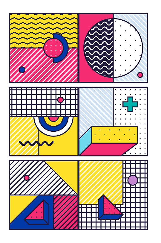 创意质感彩色色块线条孟菲斯背景