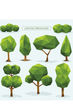 创意质感晶格树木树林元素