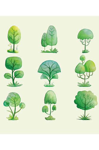 创意质感卡通树苗树木元素