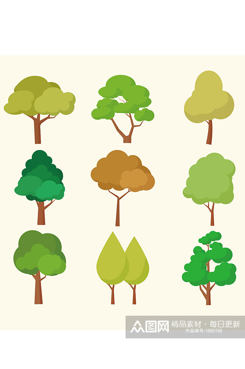 创意质感卡通树木小树苗元素设计素材