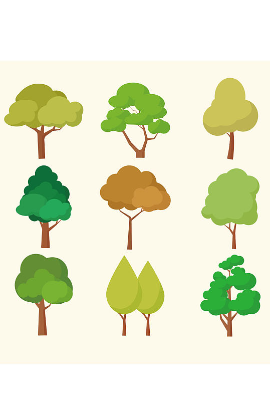 创意质感卡通树木小树苗元素设计