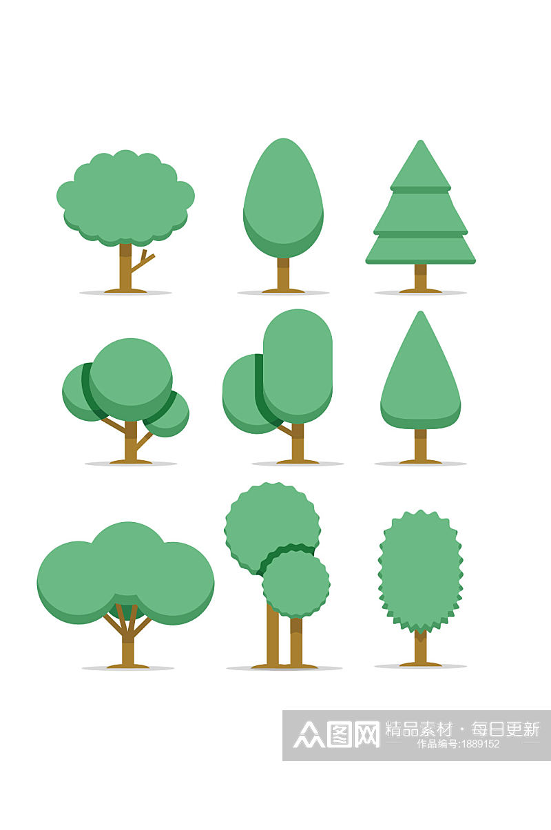 创意质感植物树叶树木小树苗元素素材