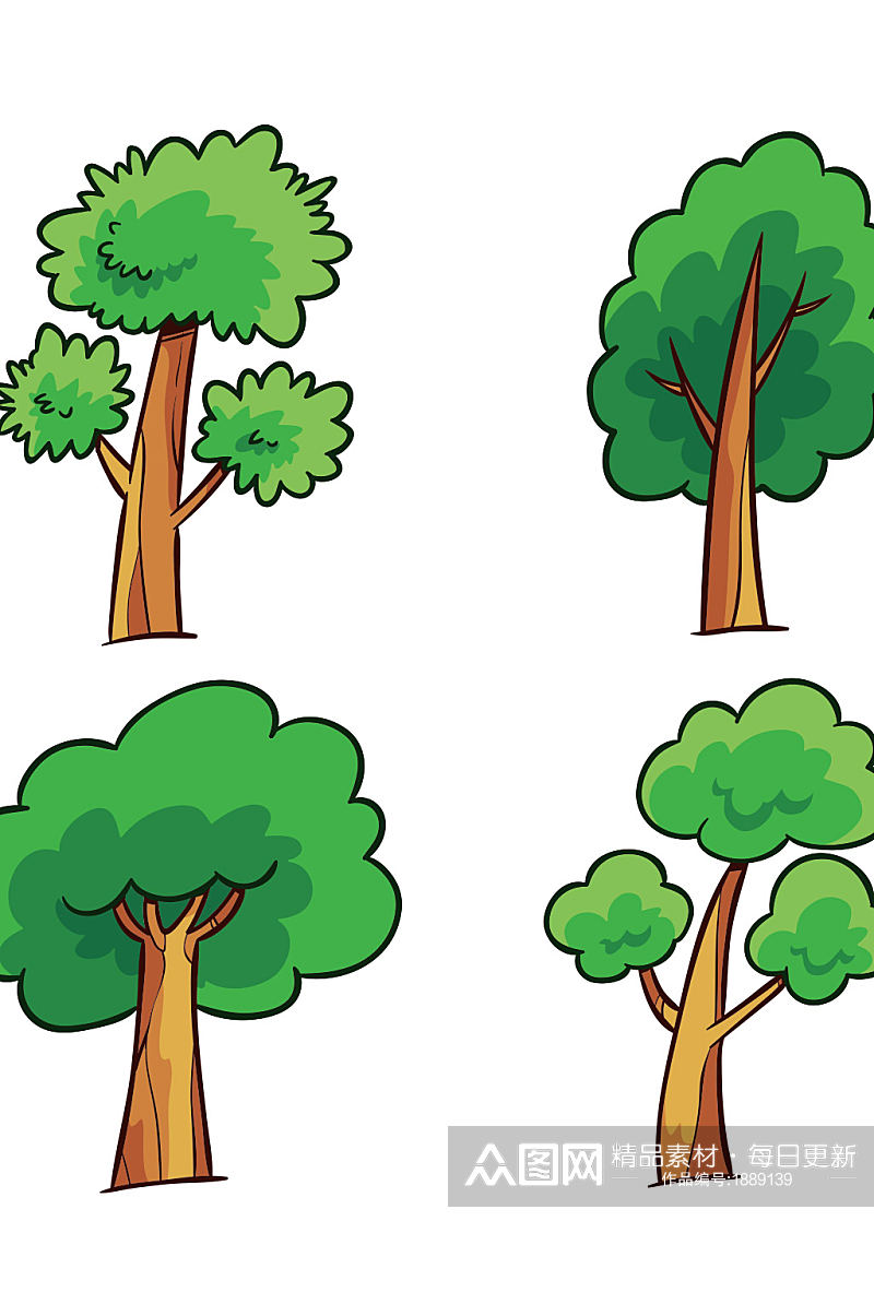 创意质感树木绿色植物树叶元素设计素材
