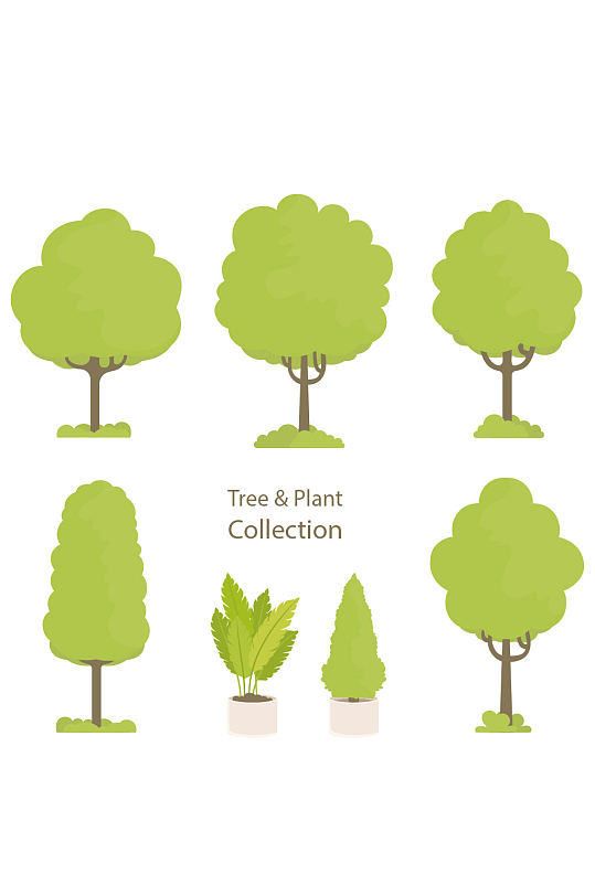 创意质感卡通树叶树木花草元素设计