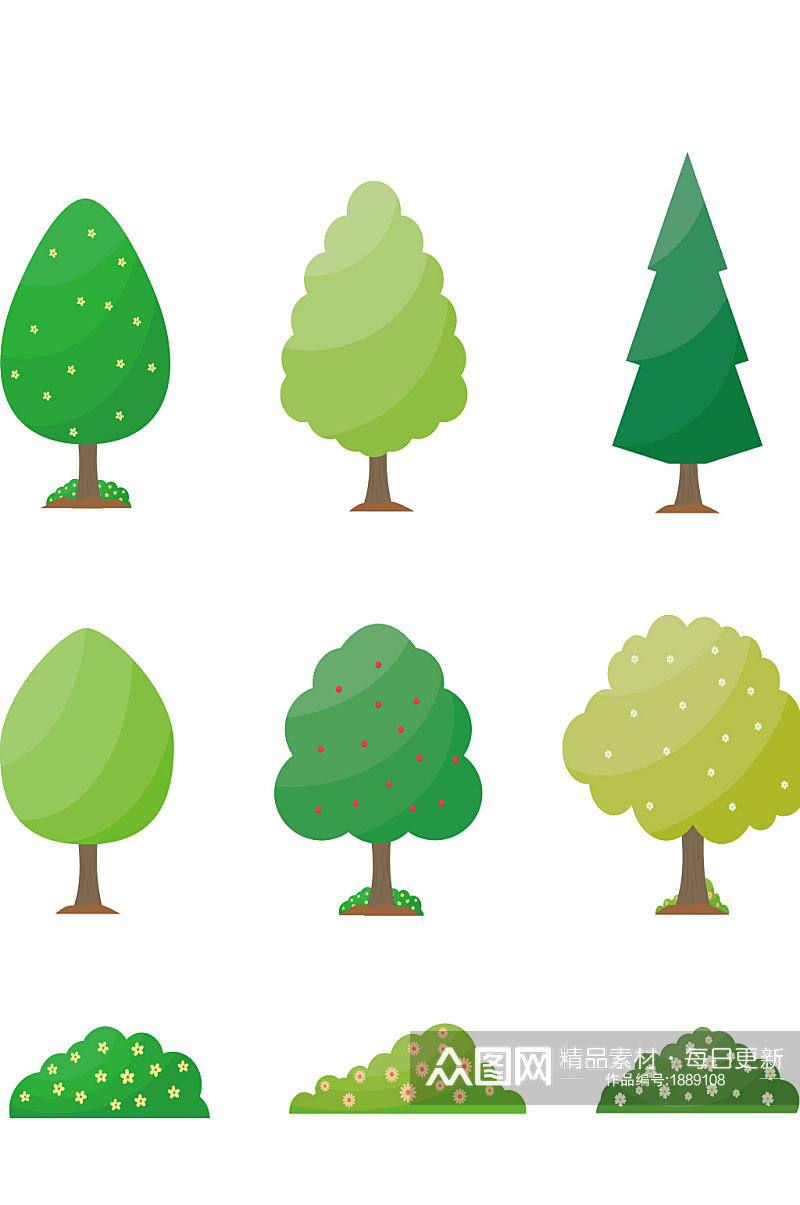 创意大气绿色植物树木树叶元素设计素材