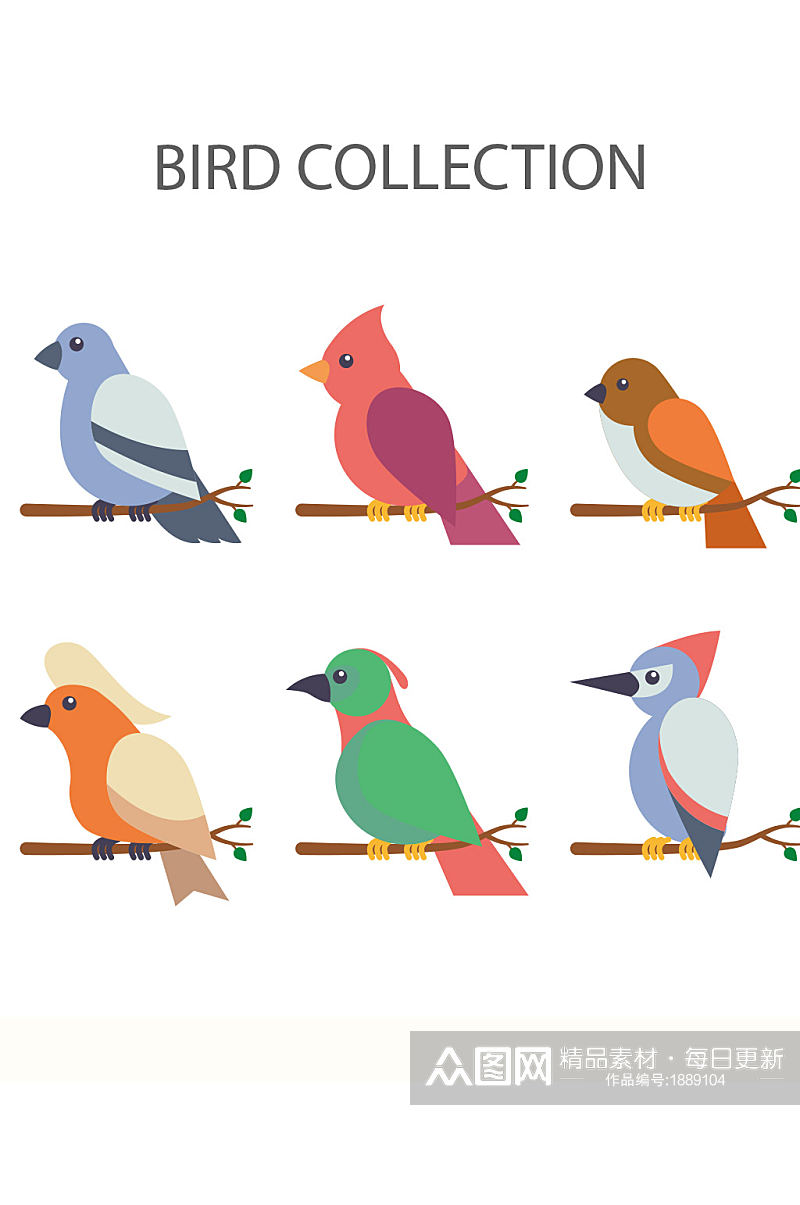 创意质感彩色小鸟鹦鹉动物元素设计素材