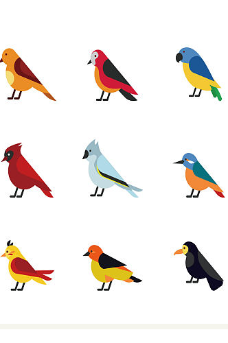 创意质感小鸟彩绘动物元素设计