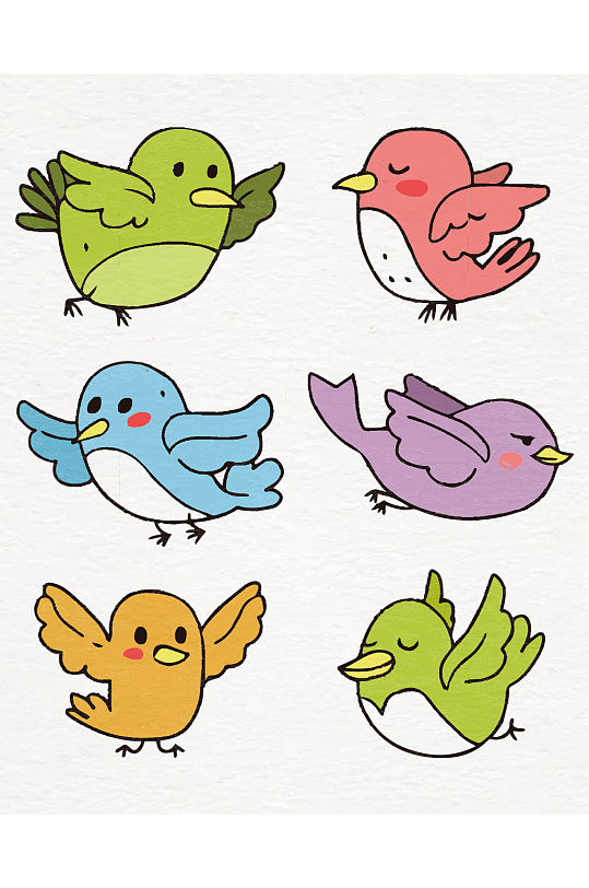 创意质感卡通小鸟动物元素