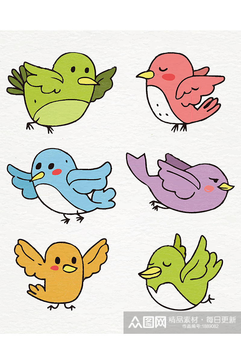 创意质感卡通小鸟动物元素素材