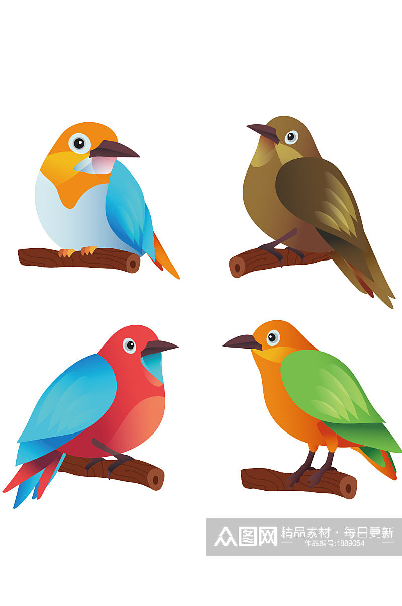 创意大气彩色小鸟动物元素设计素材