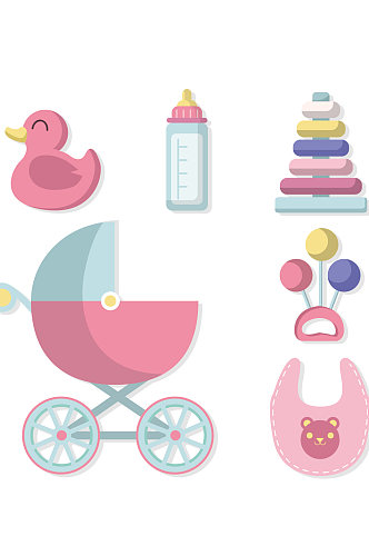 创意质感矢量粉色母婴用品