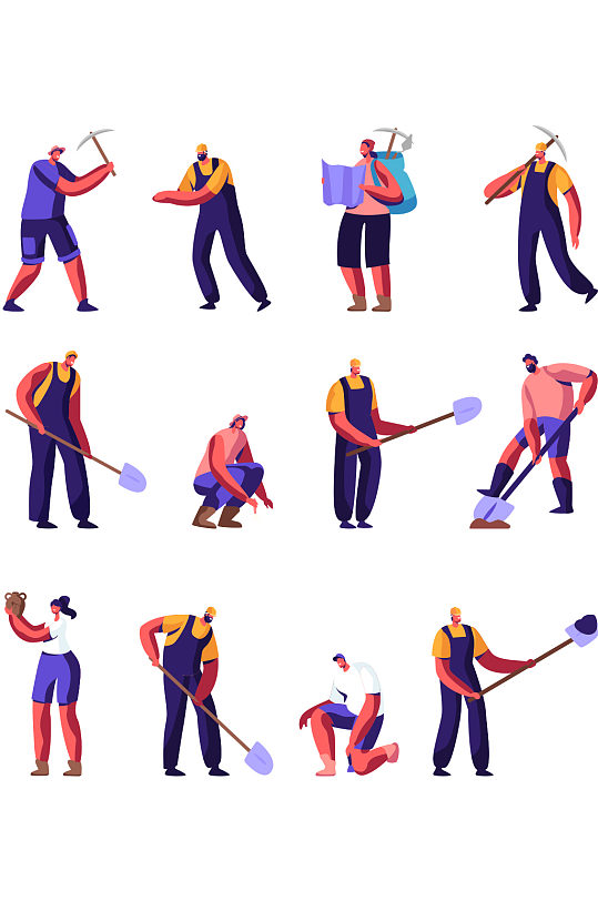 创意质感扁平化工人工地元素-众图网