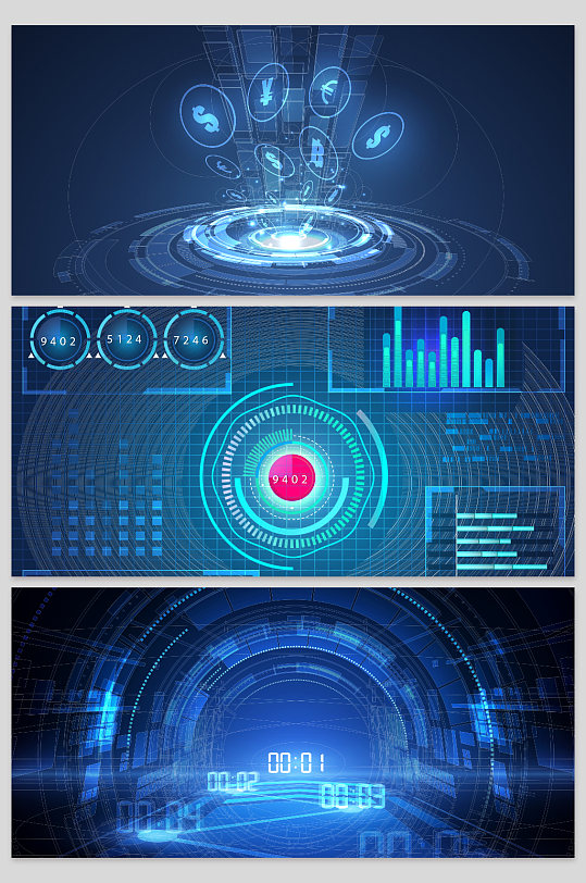 创意矢量智能数据显示屏幕背景