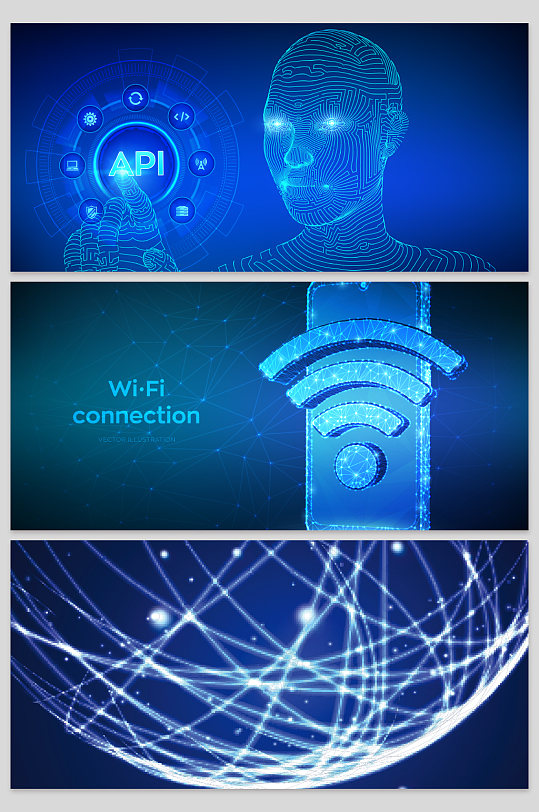 创意矢量蓝色科技wifi信号背景设计