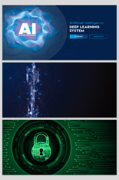 创意矢量科技智能AI蓝色背景设计
