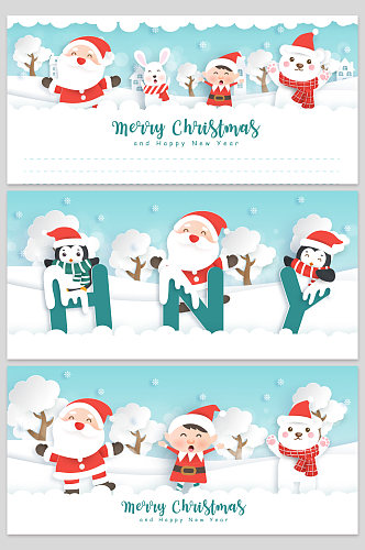 创意矢量下雪圣诞节圣诞老人背景设计