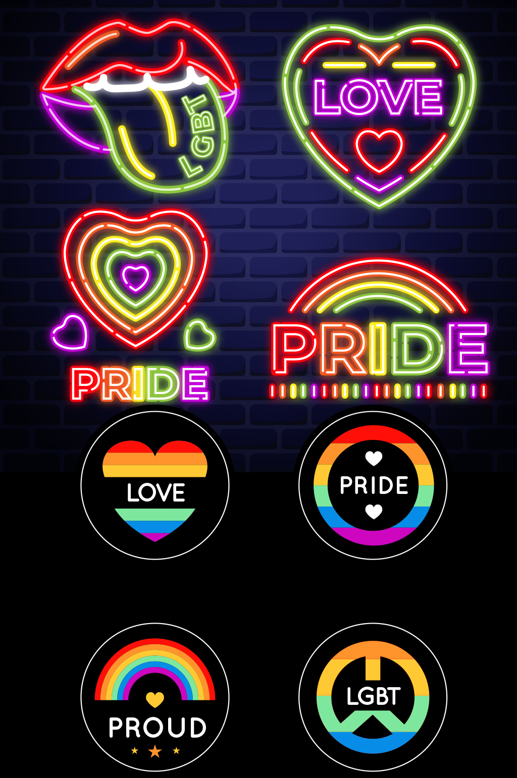 创意质感霓虹发光图形元素设计