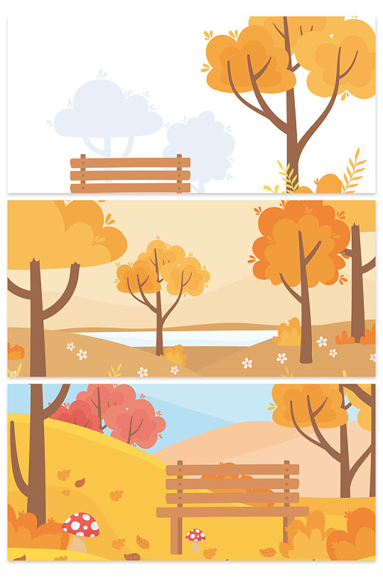 创意质感秋天落叶树叶黄昏背景设计