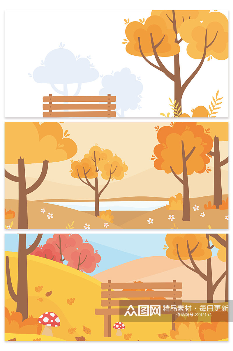 创意质感秋天落叶树叶黄昏背景设计素材