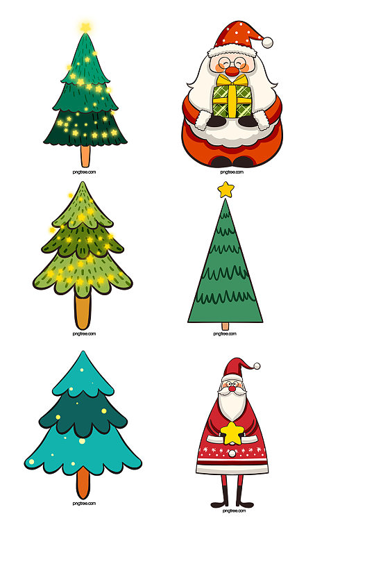 创意质感圣诞树圣诞老人元素设计