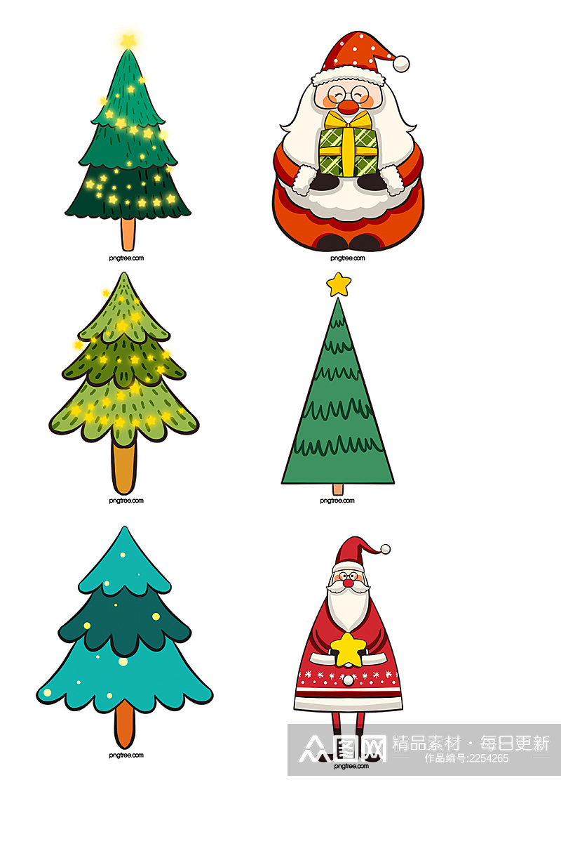 创意质感圣诞树圣诞老人元素设计素材