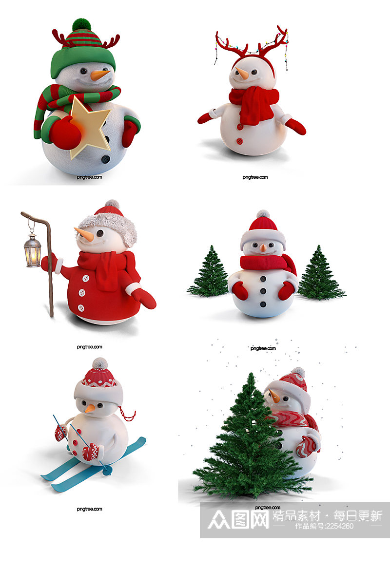 创意质感雪人圣诞老人元素设计素材