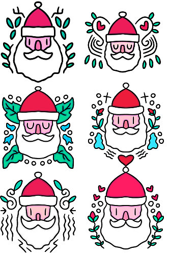 创意质感彩色圣诞老人头像元素设计