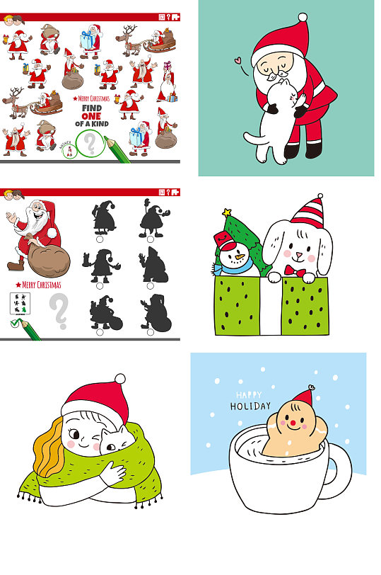 创意质感圣诞老人雪人元素设计
