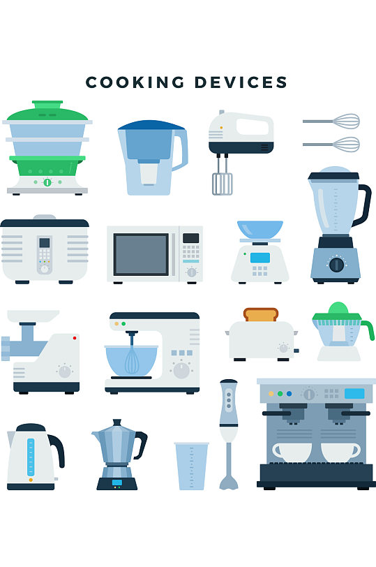 创意质感厨房电器冰箱咖啡机元素设计