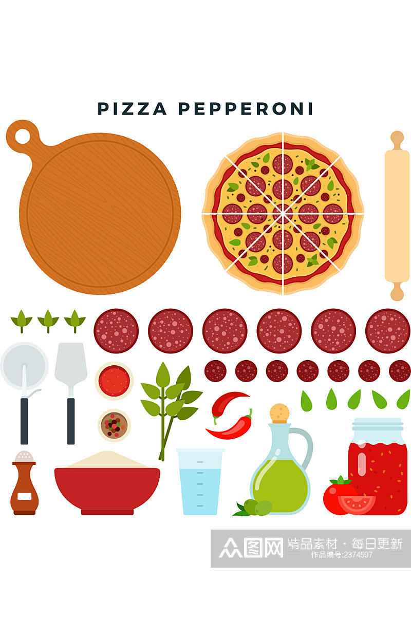 创意质感食材披萨元素设计素材