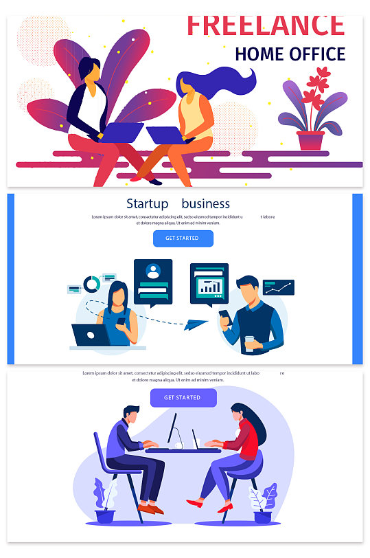 创意扁平化商务办公交流背景设计