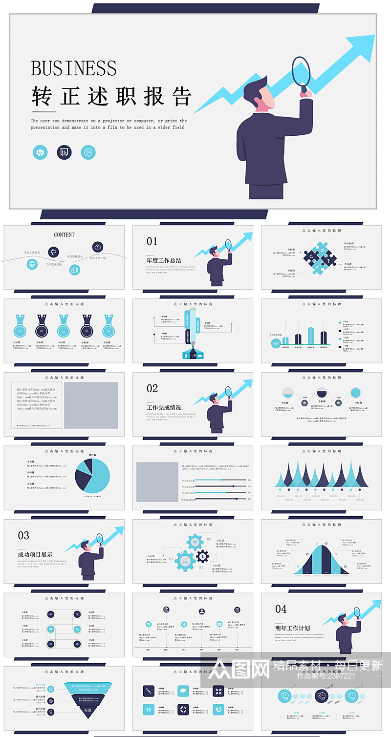 创意企业员工转正汇报PPT模板素材