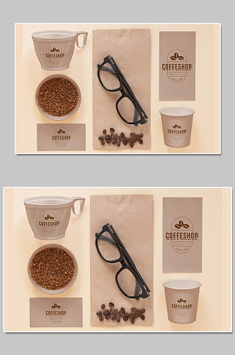 创意质感咖啡咖啡豆纸杯样机