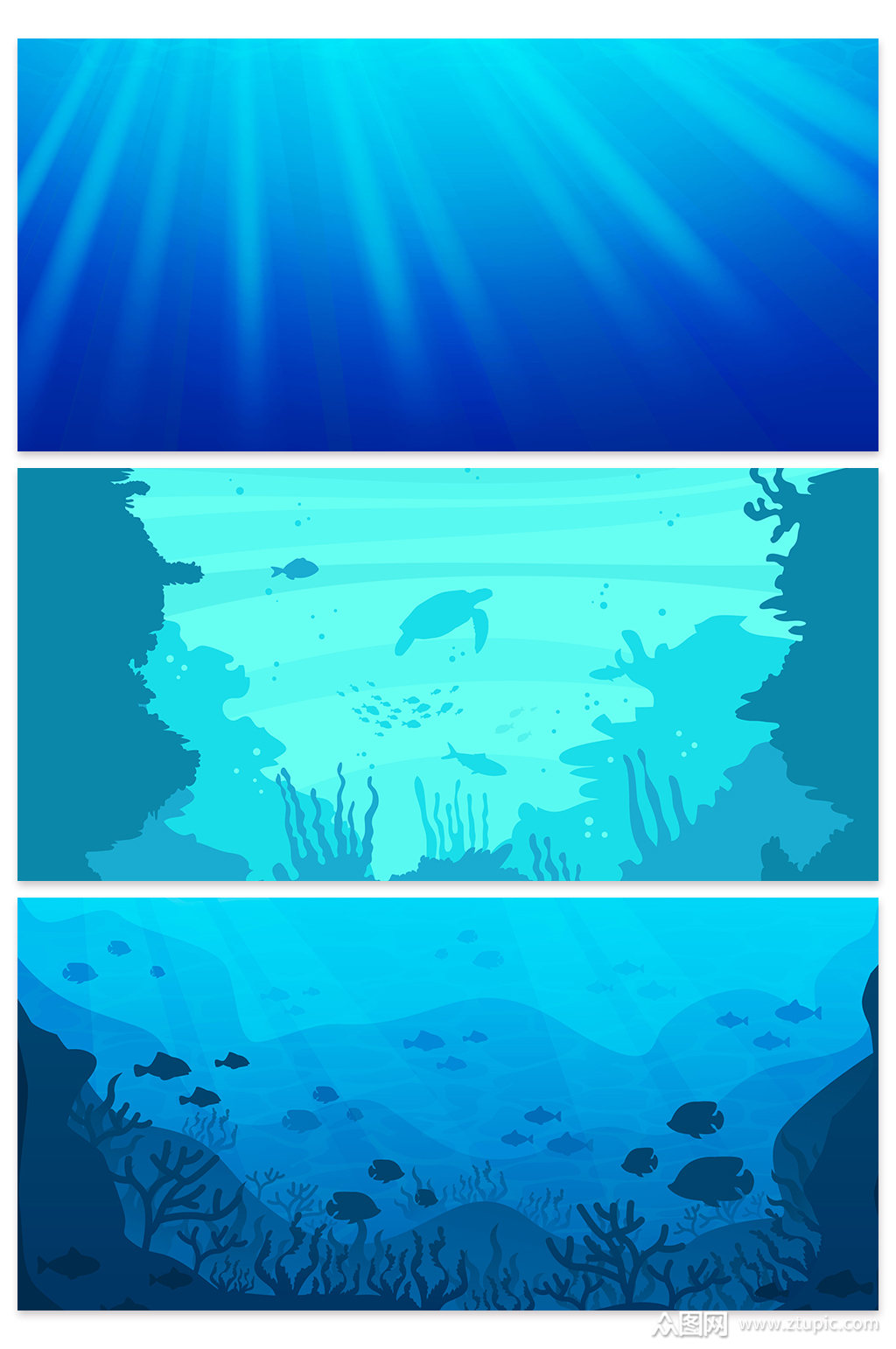 创意质感矢量海底世界鱼类海草背景设计模板下载-编号2421579-众图网