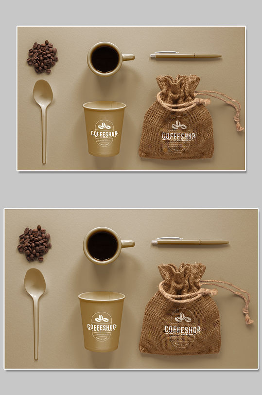 创意质感咖啡咖啡杯子咖啡豆样机